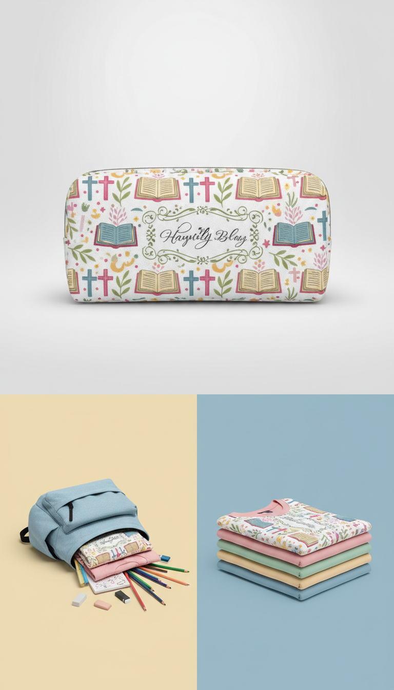 Patterned Pencil Case With Verse Motif