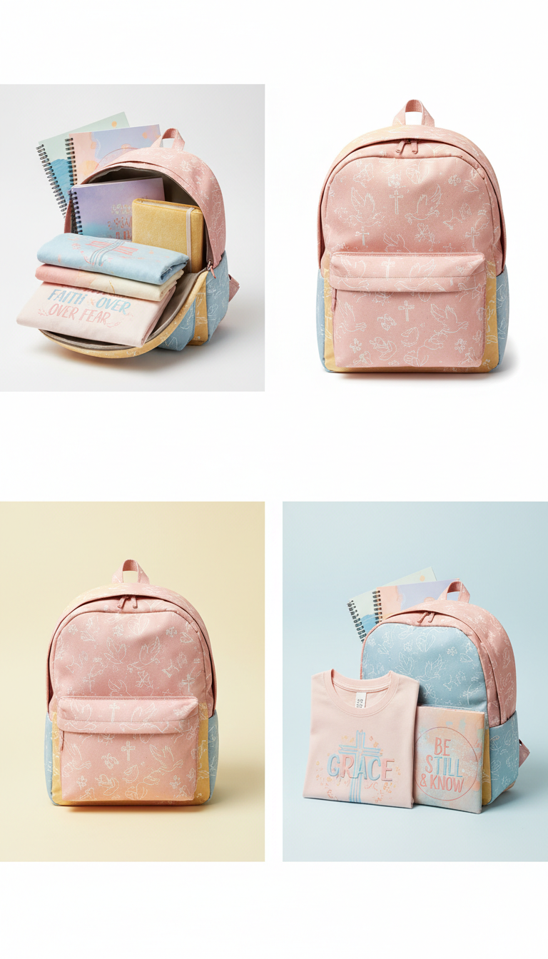 Pastel Backpack With Faith Patches